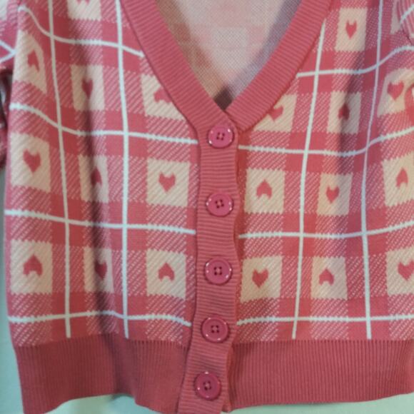 Asos Heartbreak Sweater Cardigan In Heart Print Size Small - Picture 5 of 8